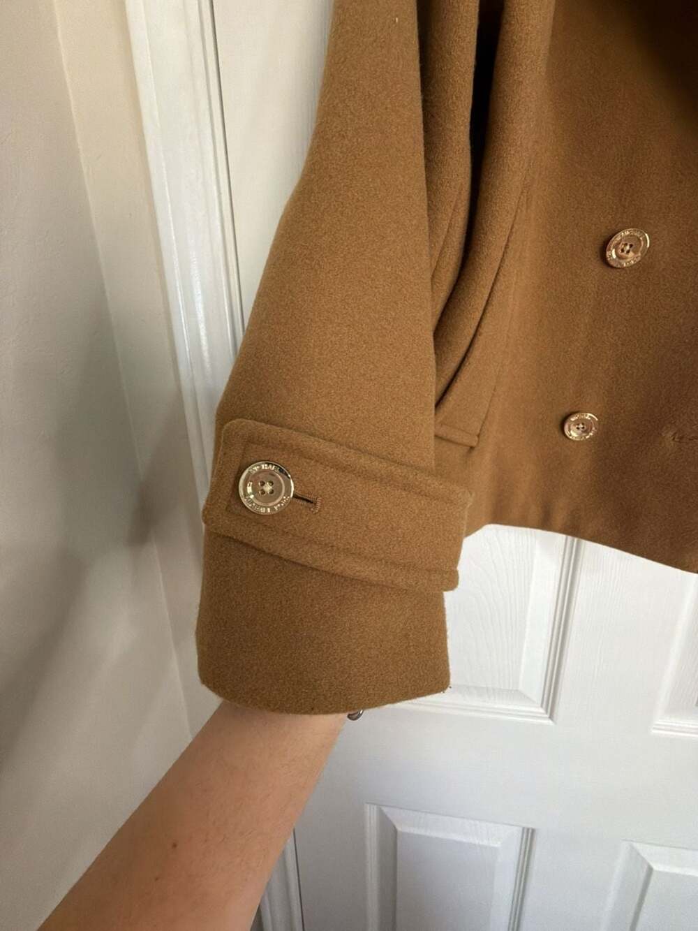 Michael Michael Kors Camel Double-Breasted Short Wool Blend Peacoat - Picture 5 of 8